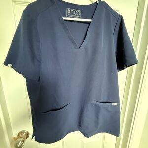 FIGS Deep Blue V-Neck Scrub Top